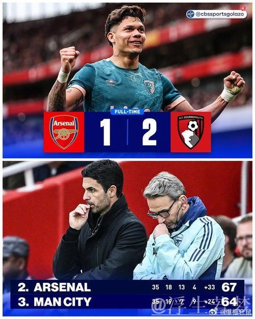 阿森纳1-2不敌伯恩茅斯领先曼城仅剩3分 阿森纳1-2不敌伯恩茅斯领先曼城仅剩3分